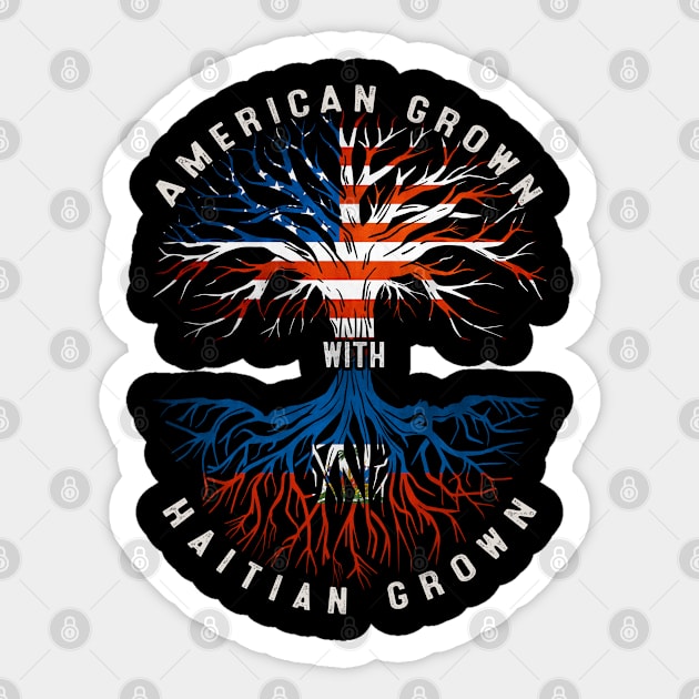 American Grown With Haitian Roots Tree Haiti Flag Usa Flag Sticker by Henry jonh